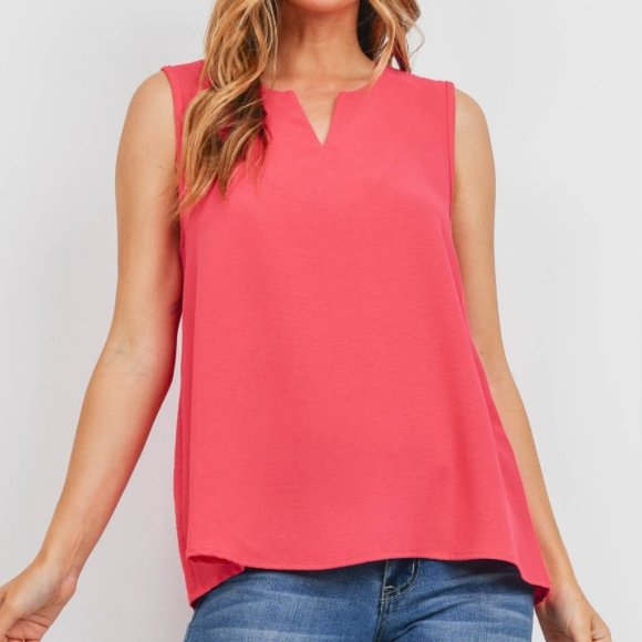 Plus Size Solid Split Neck Sleeveless Blouse Olive - Picture 5 of 11